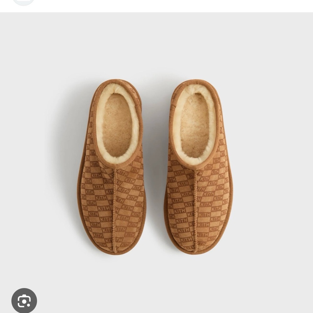 Kith Chestnut Brown Monogram Shearling Slippers N… - image 1